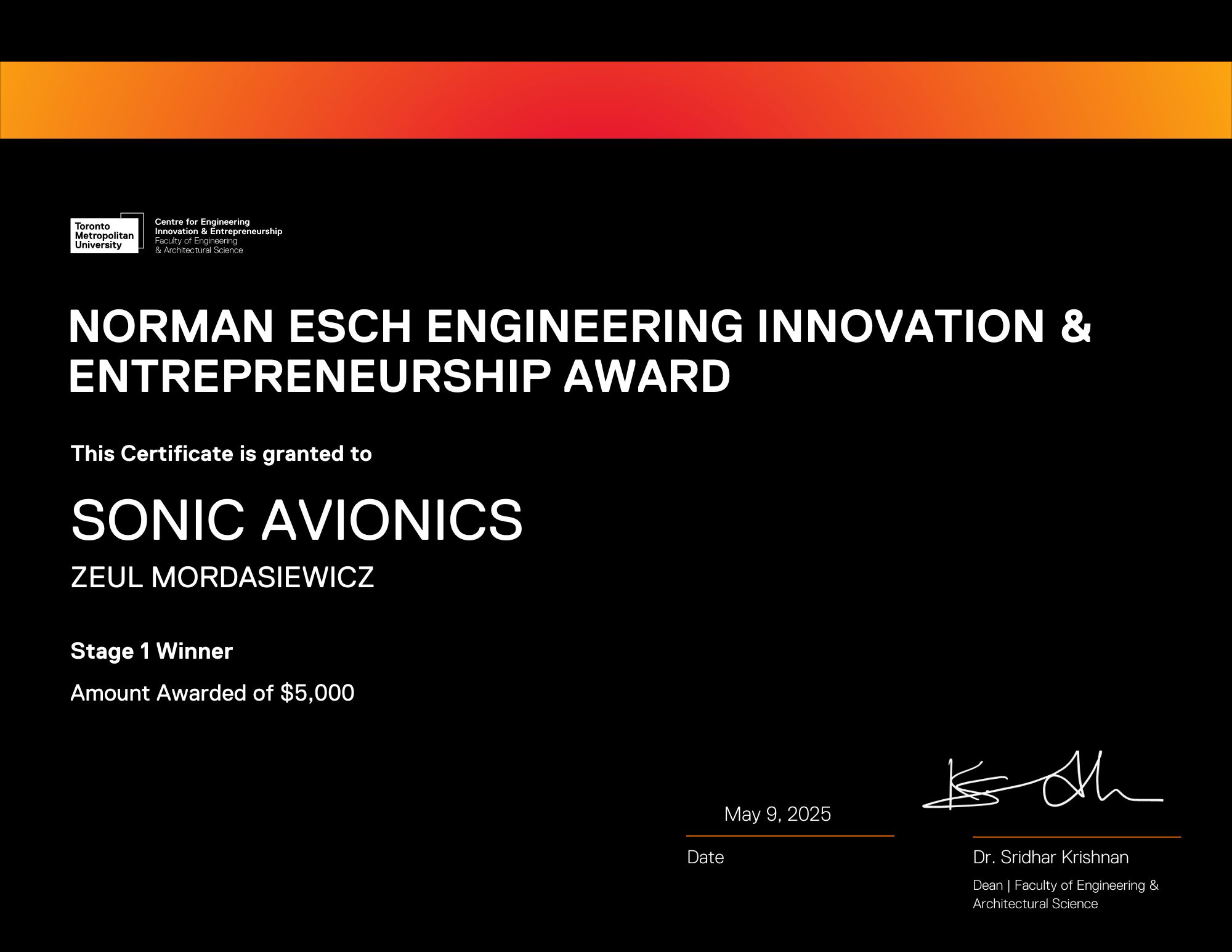 Norman Esch Stage 1 Certificate